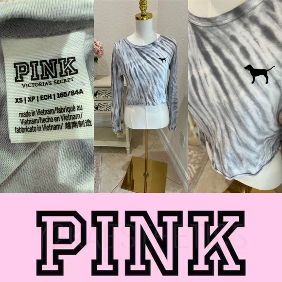 PINK Victoria's Secret Tops - Victoria's Secret PINK Gray Top And White Cropped